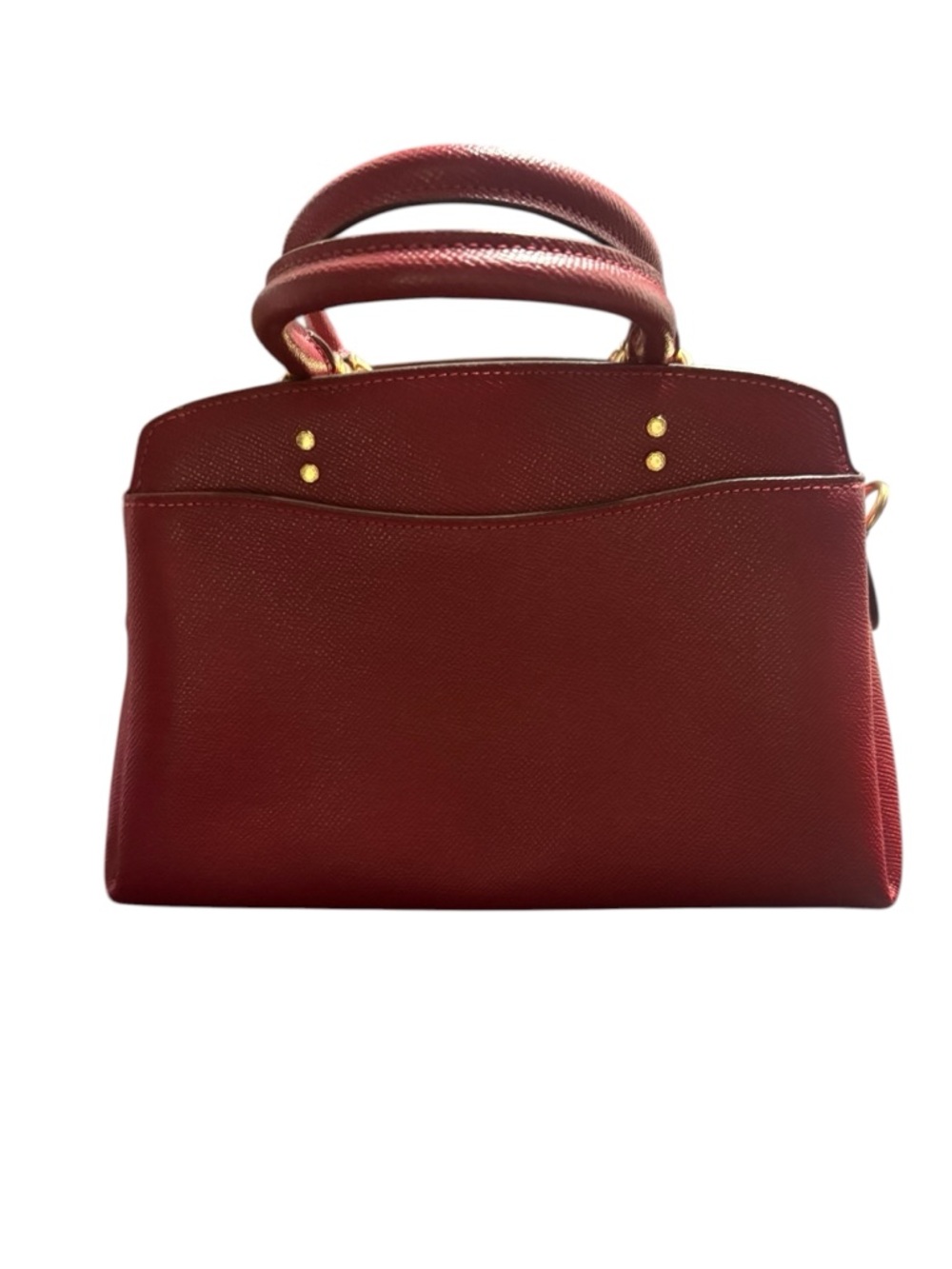COACH Deep Red Structured Leather Satchel with Gold Hardware - Picture 6 of 7